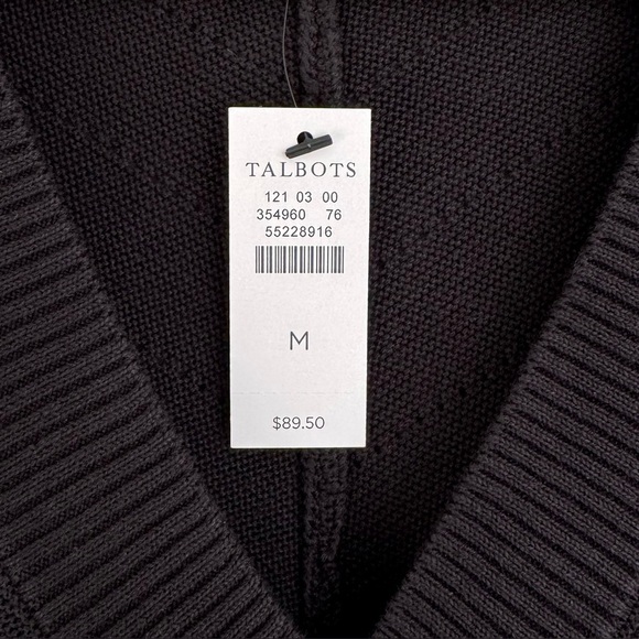 NWT Talbots Black V-Neck Chevron Knit 3/4 Sleeve Sweater Size Medium - Picture 6 of 6